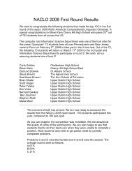 NACLO 2008 First Round Results - Computer & Information Science