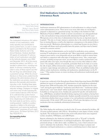 Oral Medications Inadvertently Given via the Intravenous Route