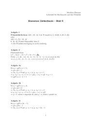 Elementare Zahlentheorie – Blatt 9 - Lehrstuhl für Mathematik und ...