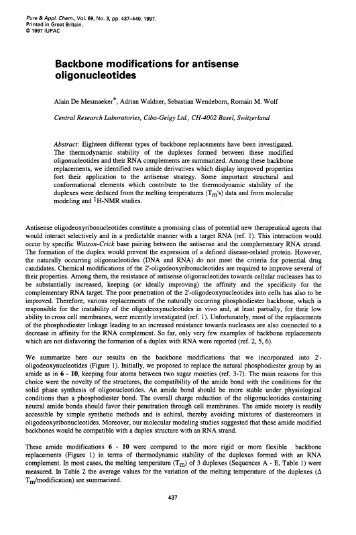 Backbone modifications for antisense oligonucleotides - IUPAC