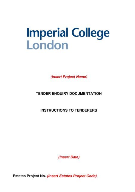(Insert Project Name) TENDER ENQUIRY DOCUMENTATION ...