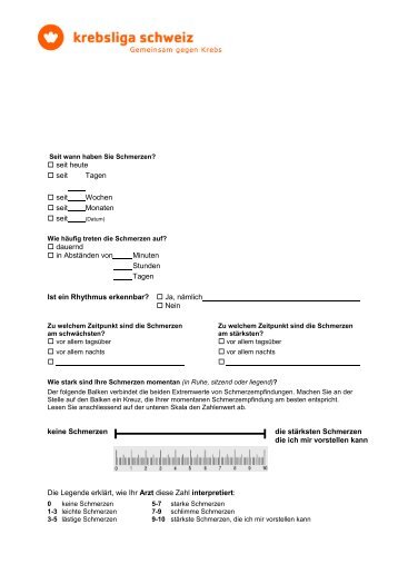 SCHMERZPROTOKOLL für Patientinnen und Patienten