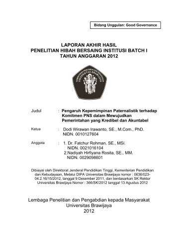 Pengaruh Kepemimpinan Paternalistik Terhadap Komitmen PNS ...