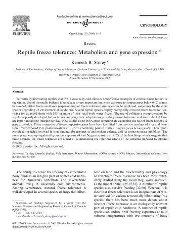 Reptile freeze tolerance - Carleton University