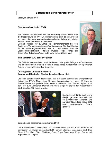 Jahresbericht 2012 - Tennis-Verband Niederrhein e.V.