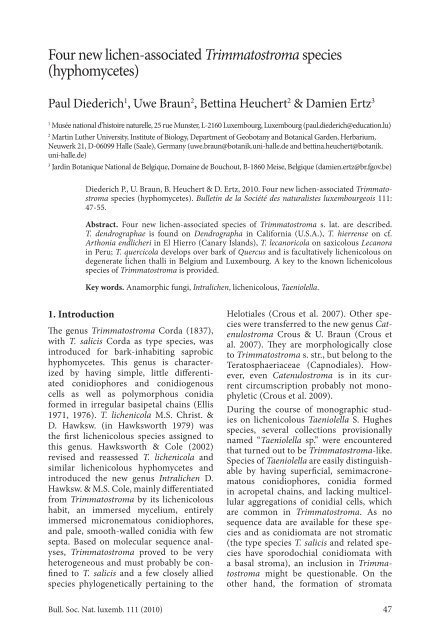 Four new lichen-associated Trimmatostromaspecies ... - SNL