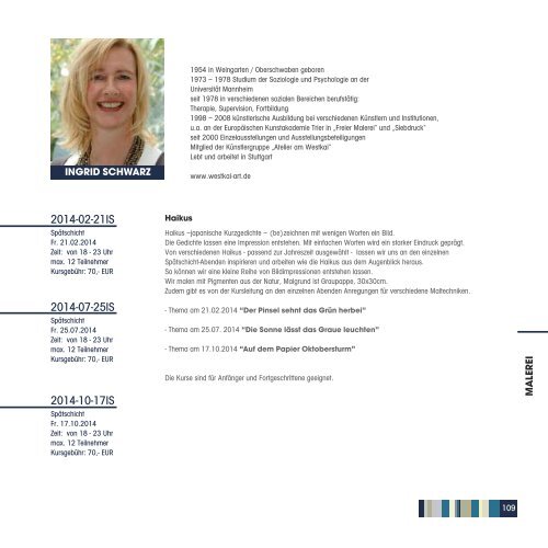 Katalog des Kursprogramms 2014 - Freie Kunstakademie Gerlingen