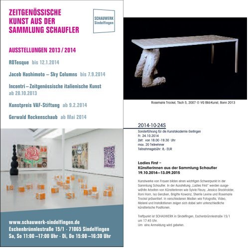 Katalog des Kursprogramms 2014 - Freie Kunstakademie Gerlingen