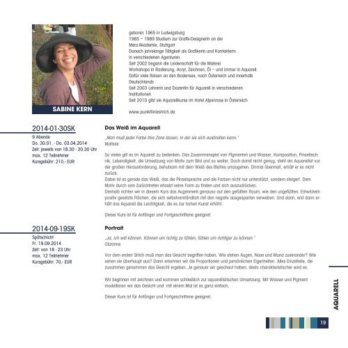 Katalog des Kursprogramms 2014 - Freie Kunstakademie Gerlingen