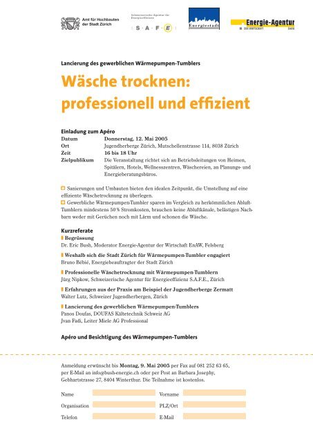 Lancierung von gewerblichen Wärmepumpen-Tumblern ... - Safe