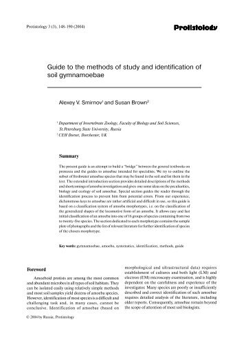 Protistology Guide to the methods of study and identification of soil ...