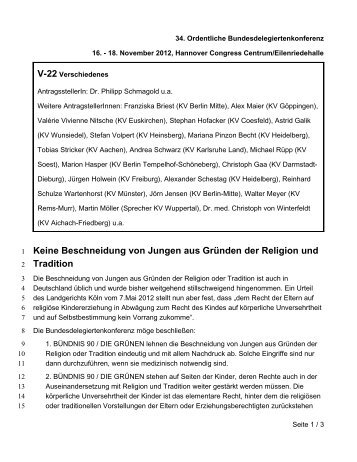 Keine Beschneidung von Jungen aus Gründen der Religion und ...