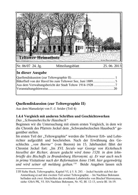 Ausgabe gesamt (S. 1 – 20) - Heimatverein Teltow - der Stadt Teltow