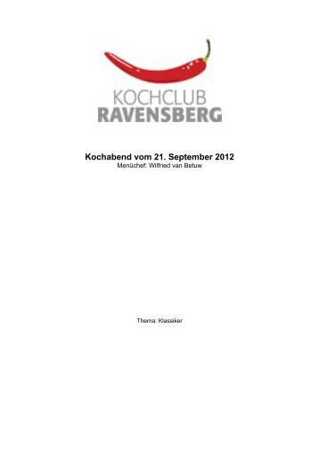 Kochabend vom 21. September 2012 - Kochclub Ravensberg