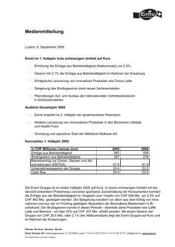 Medienmitteilung - Emmi