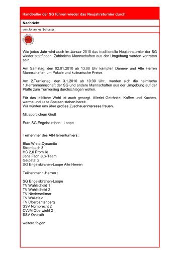 Neujahresturnier der SG Handballer - ASC Loope