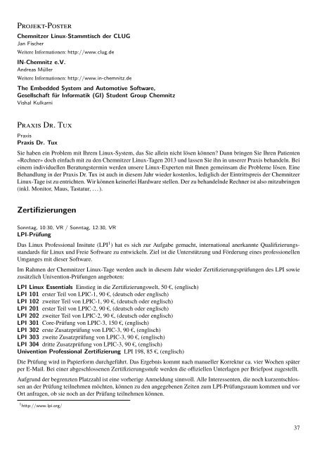 Programmheft - Chemnitzer Linux-Tage 2014