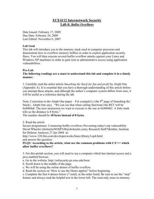 Lab 6 assigned - ECE Users Pages