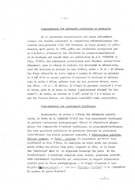 Étude des effets de l'exploitation des agrégats ... - Archimer - Ifremer