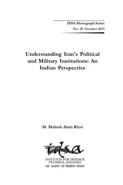 Download Monograph [PDF - Institute for Defence Studies and ...