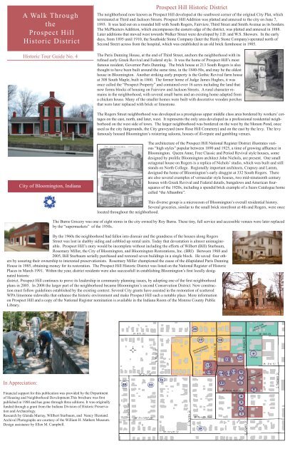 A Walk Through the Prospect Hill Historic District - City of Bloomington