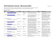 2010 Arbitration Awards - Minnesota B.M.S. - Minnesota.gov