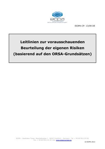 Leitlinien zur vorausschauenden Beurteilung der ... - Eiopa - Europa