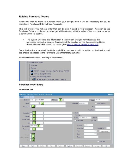 Purchase Order Entry - Staffcentral