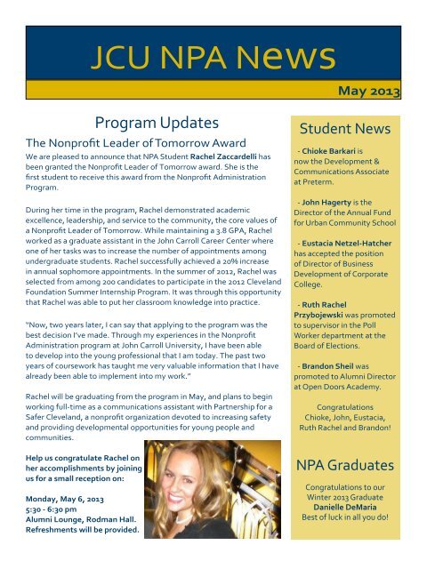Jcu Npa News John Carroll University