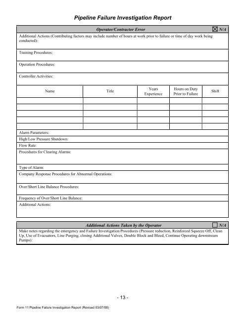 Pipeline Failure Investigation Report - PHMSA - U.S. Department of ...