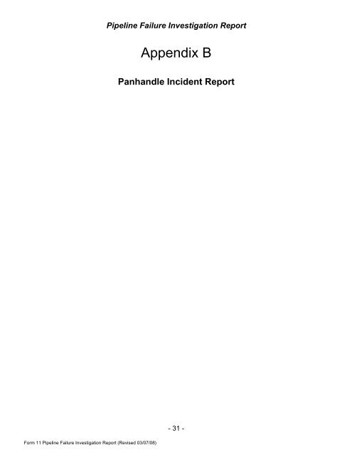 Pipeline Failure Investigation Report - PHMSA - U.S. Department of ...