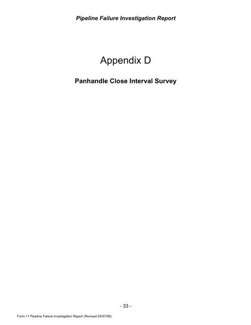 Pipeline Failure Investigation Report - PHMSA - U.S. Department of ...