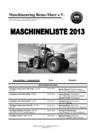 Maschinenliste 2013 - Maschinenring Rems-Murr eV