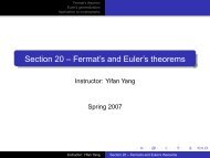 Section 20 -- Fermat's and Euler's theorems