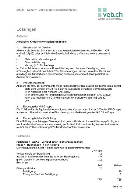 Konzern- und separate Einzelabschlüsse nach IFRS - VEB