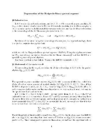 Degeneration of the Hodge de-Rham spectral sequence Ÿ0 ...