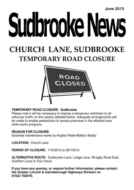 Sudbrooke News June 2013 - Lincolnshire County Council