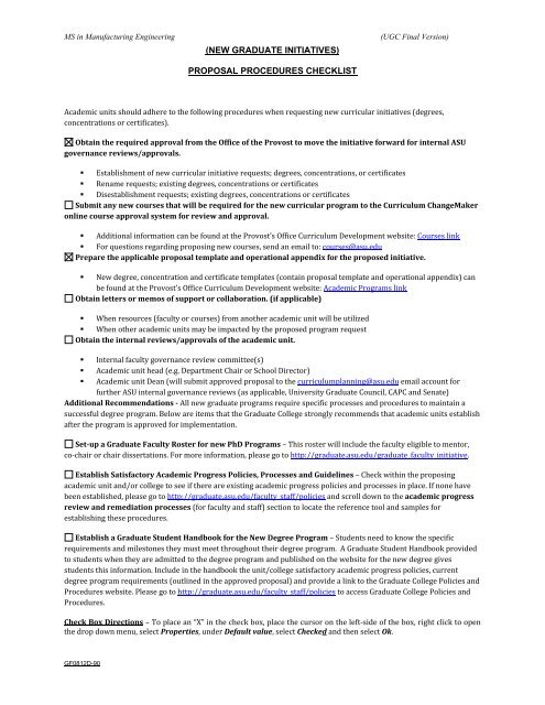 Asu Industrial Engineering Major Map Ms In Manufacturing Engineering - Provost - Arizona State University