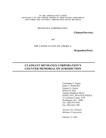 Investor's Counter-Memorial on Jurisdiction - NAFTAClaims