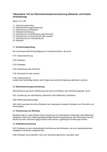 Besonderer Teil zur Elementarschadenversicherung - R+V ...
