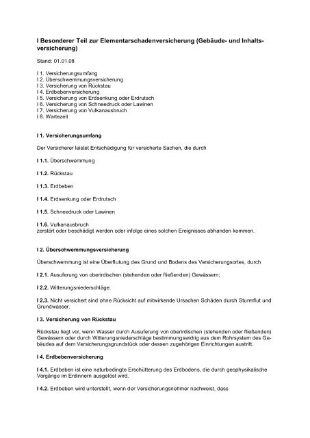 Besonderer Teil zur Elementarschadenversicherung - R+V ...