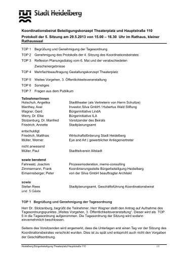 Protokoll der fünften Sitzung des ... - Stadt Heidelberg