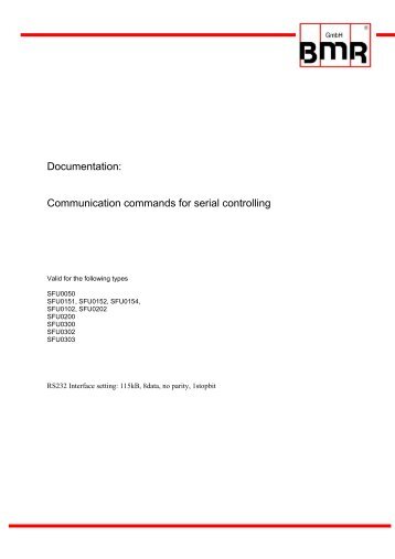 Communication commands for serial controlling - BMR Gmbh