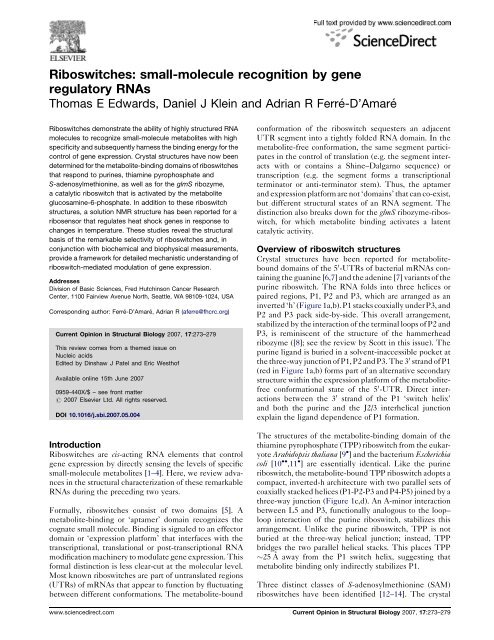 Edwards et al., Curr Opin Struct Biol 2007