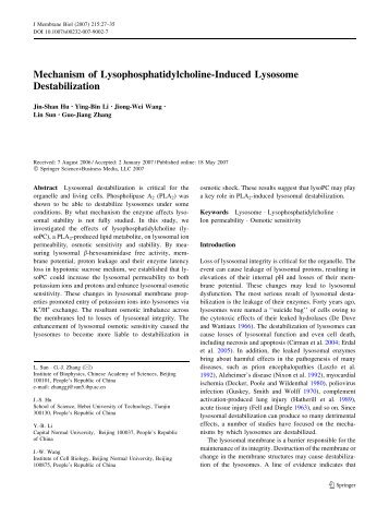 Mechanism of Lysophosphatidylcholine-Induced Lysosome ...