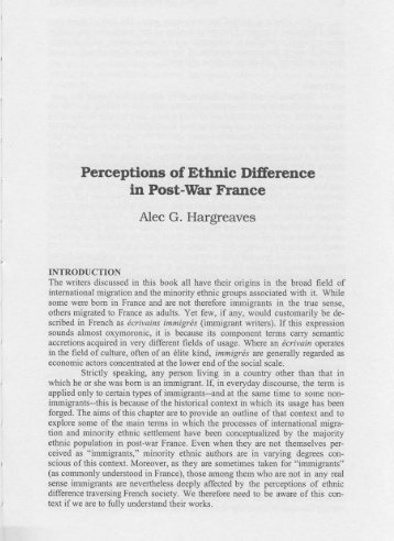 Hargreaves, "Perceptions of Ethnic Difference in Post-War France"