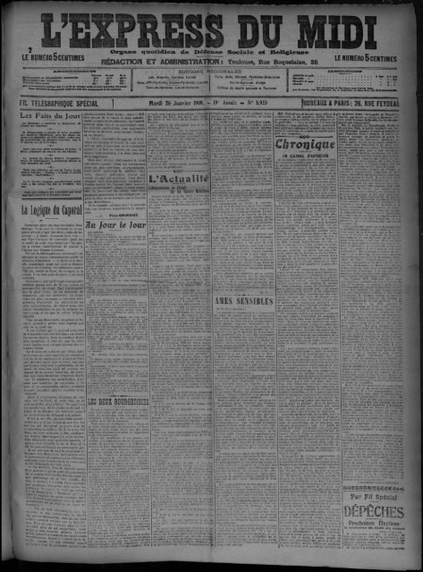 26 Janvier 1909 - Presse régionale - Mairie de Toulouse
