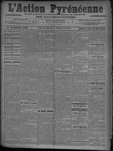 28 février 1910 - Bibliothèque de Toulouse