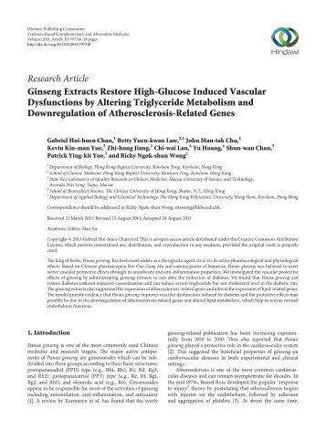 Research Article Ginseng Extracts Restore High-Glucose Induced ...