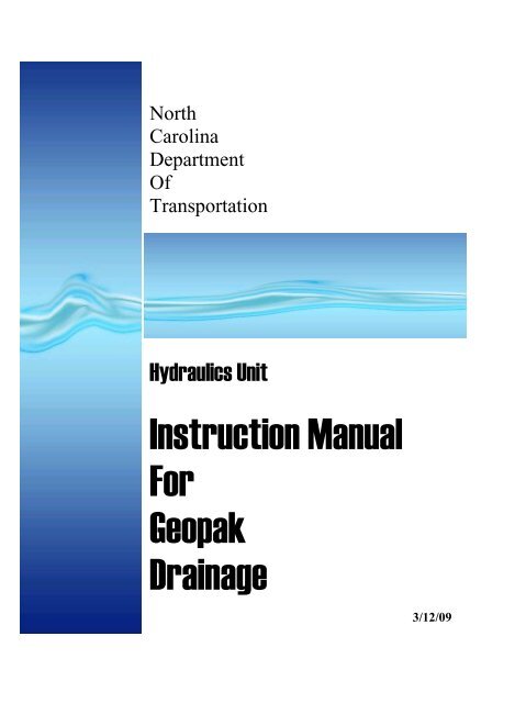 Instruction Manual For Geopak Drainage - Connect NCDOT - North ...